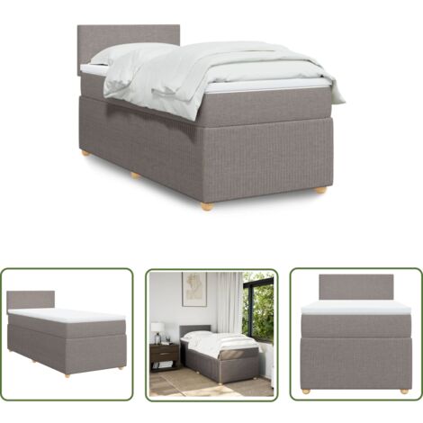 vidaXL Sommier à lattes de lit avec matelas Taupe 90x200 cm Tissu