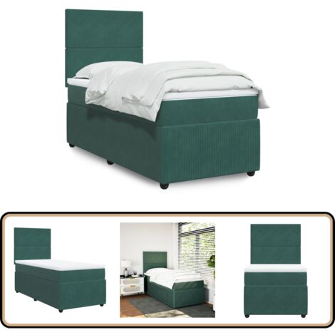 vidaXL Sommier à lattes de lit avec matelas Vert foncé 100x200 cm