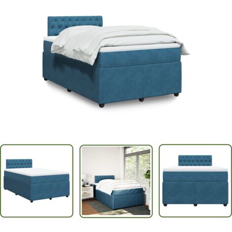 vidaXL Sommier à lattes de lit et matelas bleu 120x190 cm velours