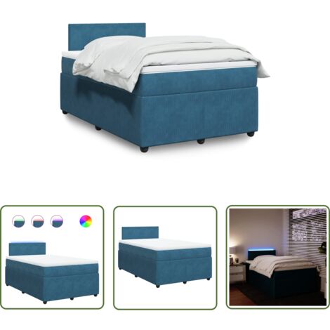 vidaXL Sommier à lattes de lit et matelas bleu 120x190 cm velours