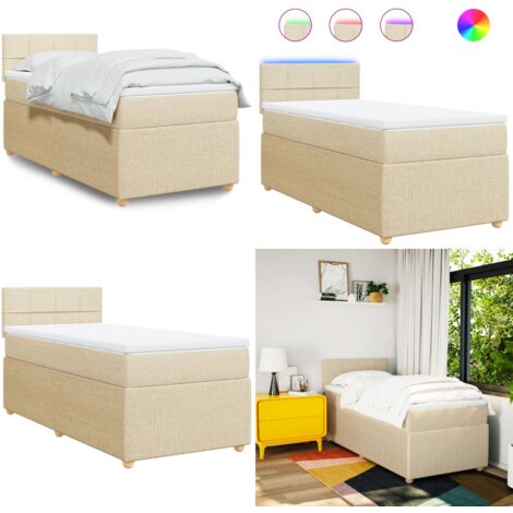 vidaXL Sommier à lattes de lit et matelas Crème 90x190 cm Tissu