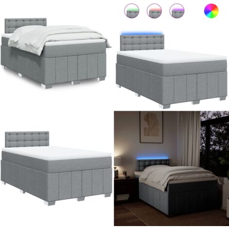 vidaXL Sommier à lattes de lit et matelas gris clair 120x190 cm tissu