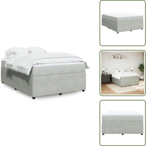 vidaXL Sommier à lattes de lit et matelas Gris clair 140x190cm Velours