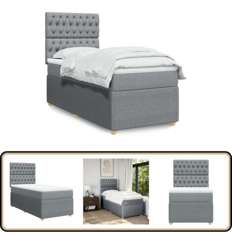 vidaXL Sommier à lattes de lit et matelas Gris clair 90x190 cm Tissu
