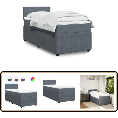 vidaXL Sommier à lattes de lit et matelas Gris foncé 90x190 cm Velours