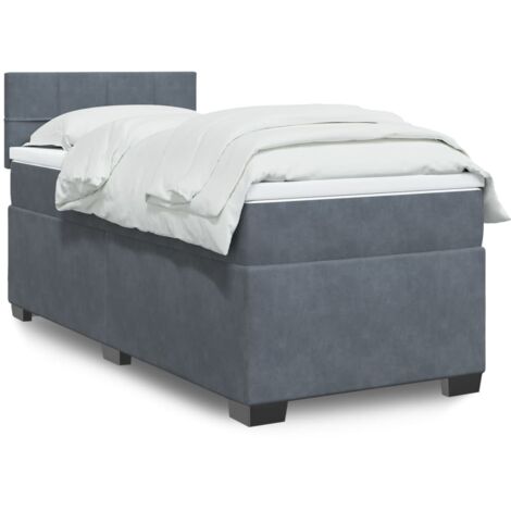 vidaXL Sommier à lattes de lit et matelas Gris foncé 90x190 cm Velours