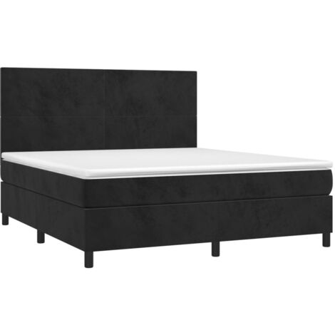 vidaXL Sommier à lattes de lit et matelas LED Noir 160x200 cm Velours