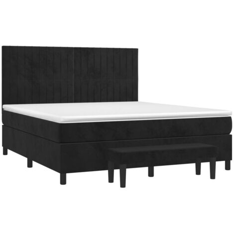 vidaXL Sommier à lattes de lit et matelas Noir 160x200 cm Velours
