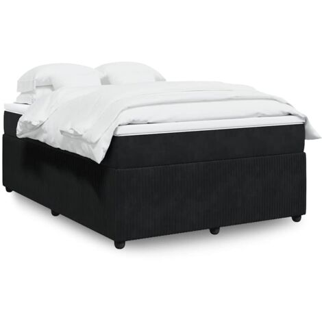 vidaXL Sommier à lattes de lit et matelas Noir 160x200 cm Velours