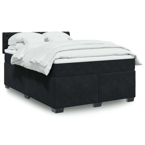 vidaXL Sommier à lattes de lit et matelas Noir 160x200 cm Velours