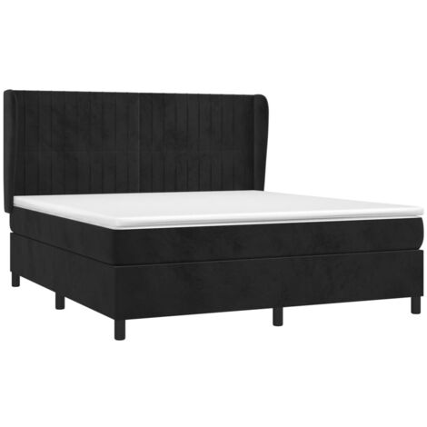 vidaXL Sommier à lattes de lit et matelas Noir 160x200 cm Velours