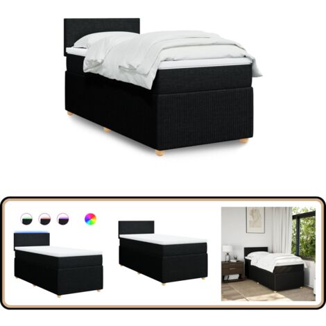 vidaXL Sommier à lattes de lit et matelas Noir 80x200 cm Tissu
