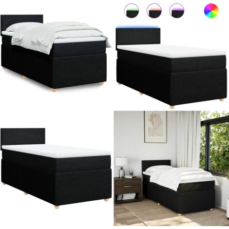 vidaXL Sommier à lattes de lit et matelas Noir 80x200 cm Tissu