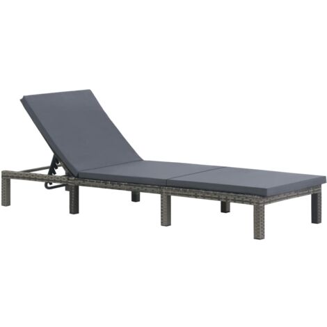 vidaXL Sonnenliege mit Auflage Poly Rattan Anthrazit