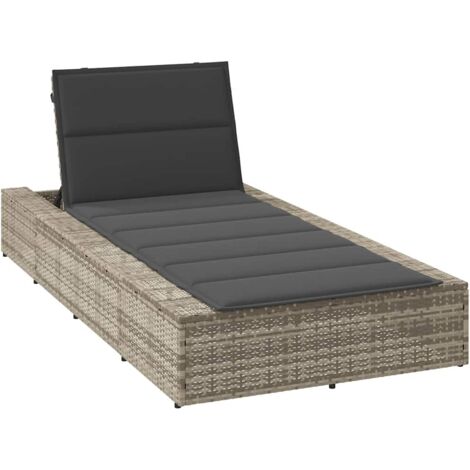 vidaXL Sonnenliege mit schwebender Auflage Hellgrau Poly Rattan