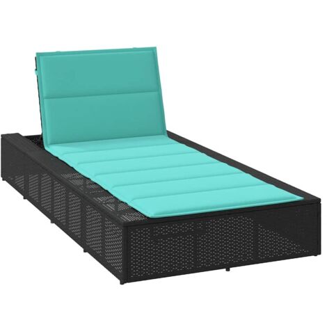 vidaXL Sonnenliege mit schwebender Auflage Schwarz Poly Rattan