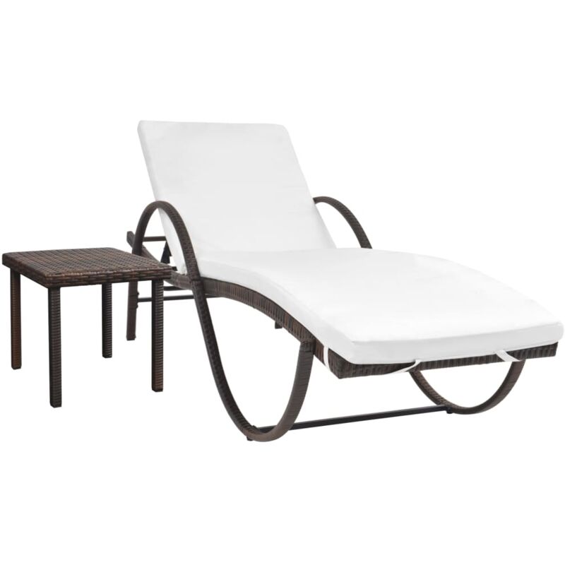 Vidaxl - Sonnenliege Mit Auflage & Tisch Poly Rattan Braun