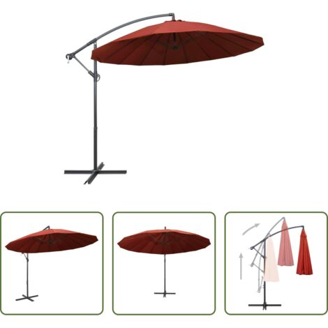vidaXL Sonnenschirm - Ampelschirm Terrakottarot 3 m Aluminium-Mast