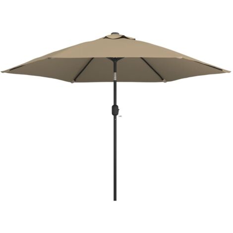 vidaXL Sonnenschirm LEDs Metallmast 300cm Taupe Wandschirm Ampelschirm Schirm 