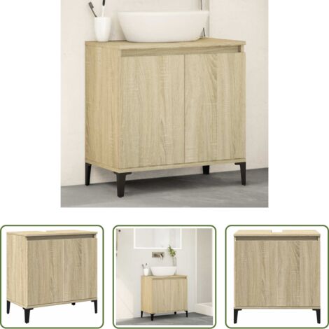 vidaXL Sonoma-Eiche -  Waschbeckenunterschrank Sonoma-Eiche 58x33x60 cm Holzwerkstoff
