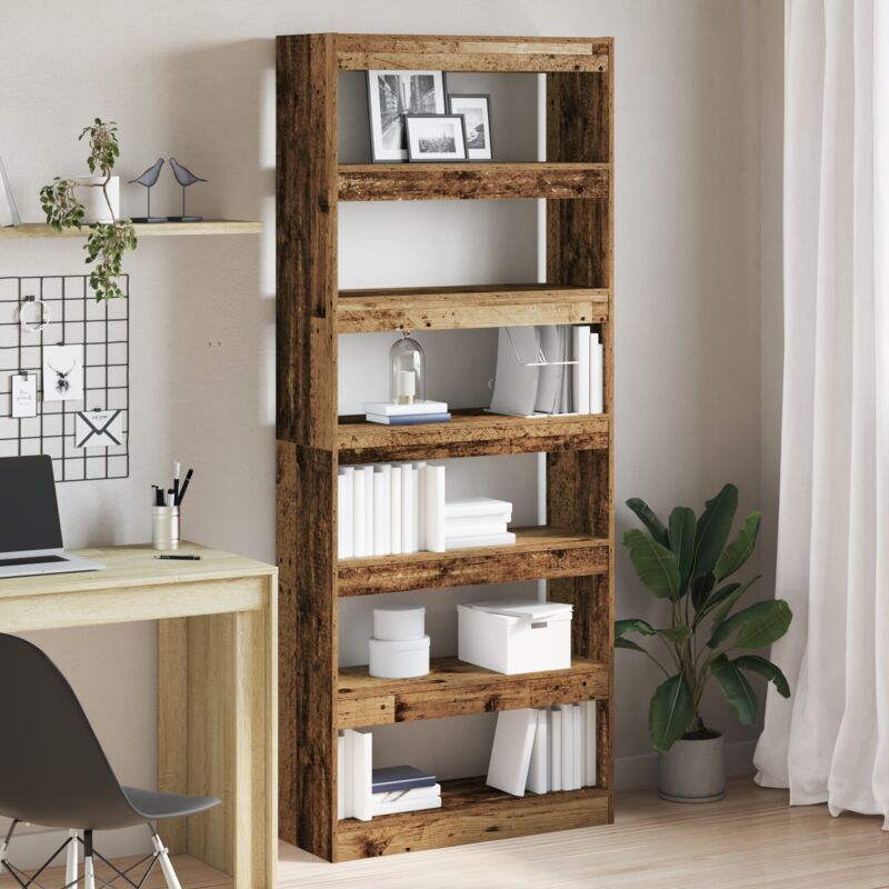 Vidaxl - Bücherregal Mit Regal Altholz 80 X 30 X 198 Cm Holzwerkstoff