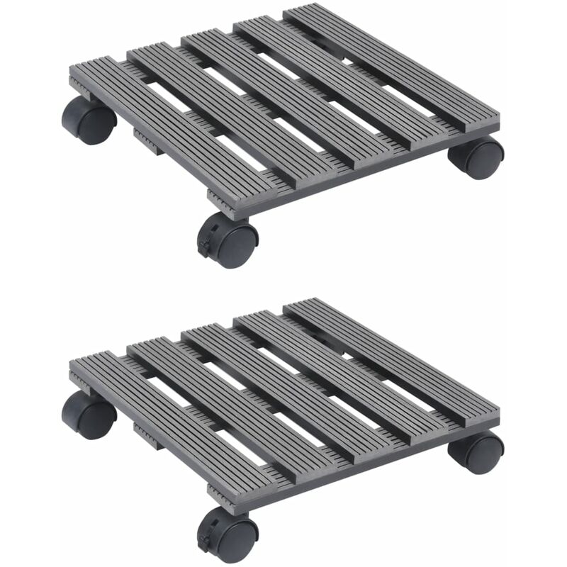 

vidaXL Soporte con ruedas para plantas 2 unidades WPC gris 30x30x7,5cm - Gris