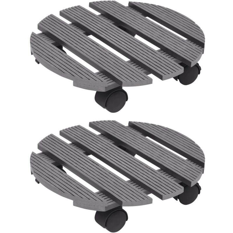 

vidaXL Soporte con ruedas para plantas 2 unidades WPC gris Ø30x7,5 cm - Gris