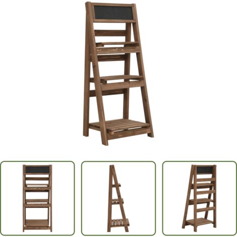 vidaXL Soporte de 3 niveles -  Soporte para plantas de 3 niveles y pizarra madera maciza abeto