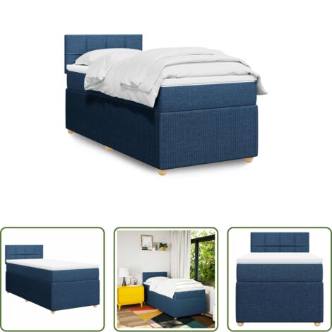 vidaXL Soporte de cama -  Cama box spring con colchón tela azul 90x200 cm