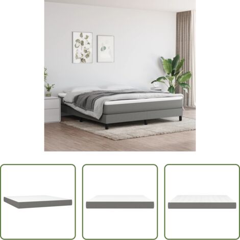 vidaXL Soporte de cama -  Colchón de muelles ensacados firmeza media tela gris oscuro 180x200x20 cm