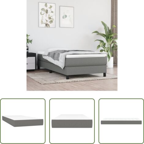 vidaXL Soporte de cama -  Colchón de muelles ensacados firmeza media tela gris oscuro 90x200x20 cm