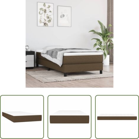 vidaXL Soporte de cama -  Colchón de muelles ensacados firmeza media tela marrón oscuro 120x190x20 cm