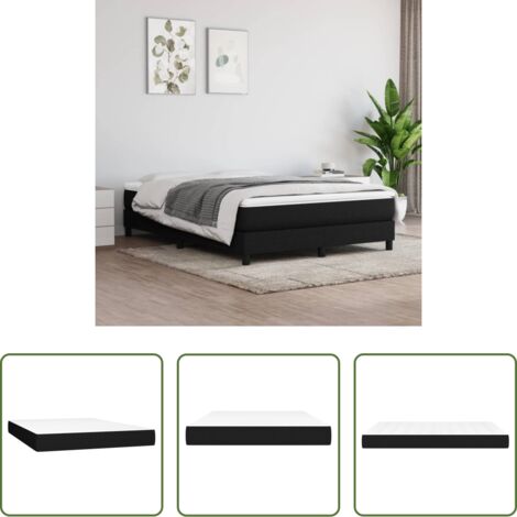 vidaXL Soporte de cama -  Colchón de muelles ensacados firmeza media tela negro 140x200x20 cm