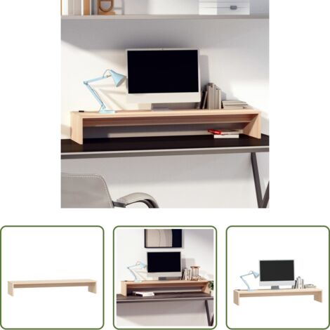 vidaXL Soporte de escritorio -  Soporte para monitor madera maciza de pino 100x27x15 cm