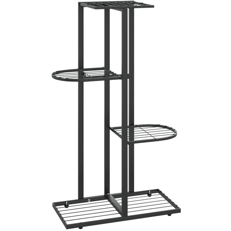 

vidaXL Soporte de flores de 4 estantes de metal negro 43x22x76 cm - Negro