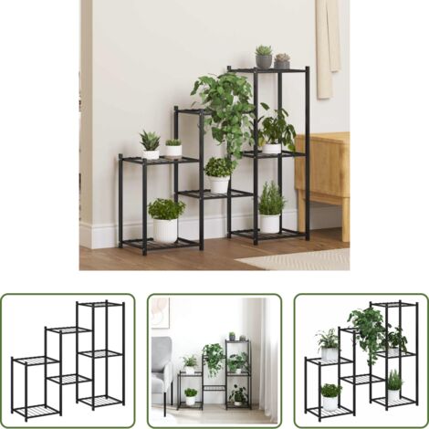 vidaXL Soporte de hierro -  Soporte para flores de hierro negro 83x25x80 cm