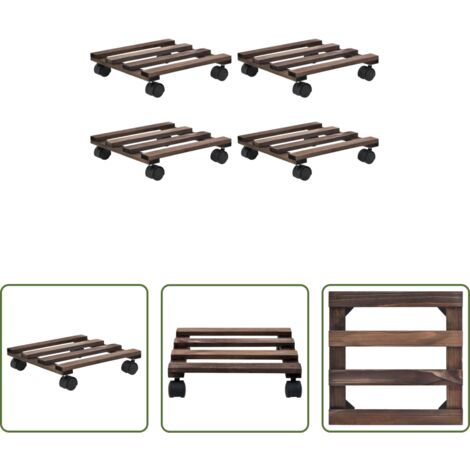 vidaXL Soporte de madera -  Soporte con ruedas para macetas madera 4 uds cedro 25x25 cm