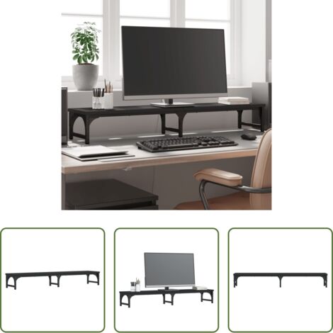 vidaXL Soporte de madera -  Soporte de pantalla madera de ingeniería negro 105x23x15,5 cm