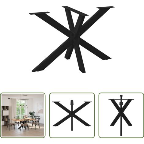 vidaXL Soporte de mesa - Pata de mesa de comedor forma de araña negra 120x68x(72-73) cm acero