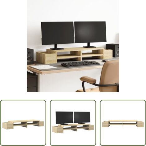 vidaXL Soporte de monitor -  Soporte de pantalla con almacenaje roble Sonoma 100x27x15 cm