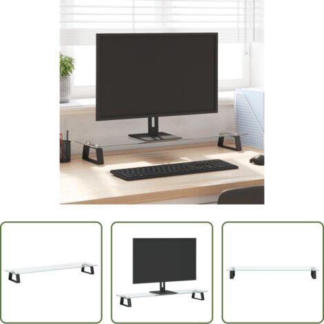 vidaXL Soporte de ordenador -  Soporte de monitor vidrio templado y metal negro 80x20x8 cm