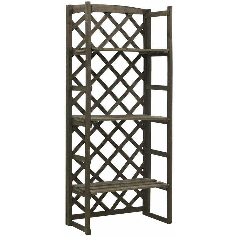 

vidaXL Soporte de plantas con enrejado abeto macizo gris 60x30x140 cm - Gris