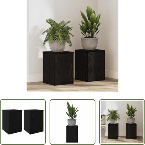 vidaXL Soporte de plantas exterior -  Soporte de plantas 2 pcs Roble Negro 25 x 25 x 35 cm