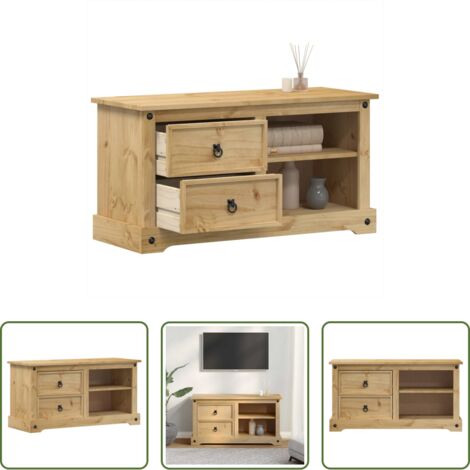 vidaXL Soporte de TV -  Mueble de TV Corona madera maciza de pino 100x40x52 cm