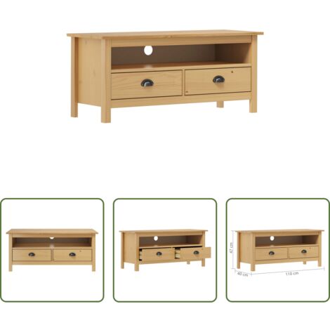 vidaXL Soporte de TV -  Mueble de TV Hill madera maciza pino marrón miel 110x40x47 cm