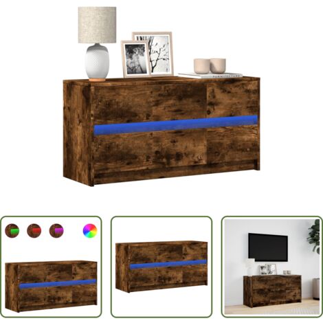 vidaXL Soporte de TV -  Mueble de TV LED madera ingeniería roble ahumado 100x34x50 cm
