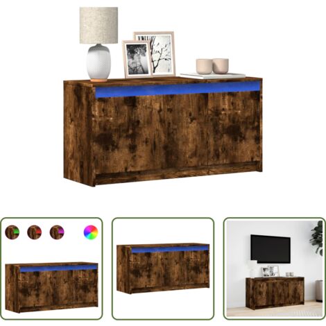 vidaXL Soporte de TV -  Mueble de TV LED madera ingeniería roble ahumado 100x34x50 cm