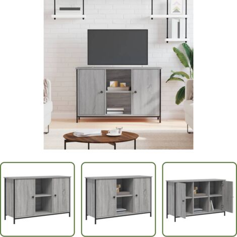 vidaXL Soporte de TV - Mueble de TV madera de ingeniería gris Sonoma 100x35x65 cm