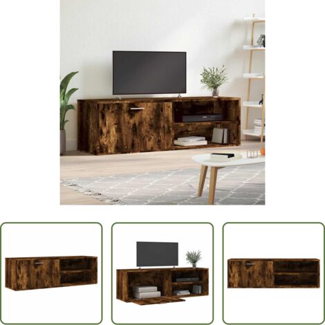 vidaXL Soporte de TV - Mueble de TV madera de ingeniería roble ahumado 120x34x37 cm