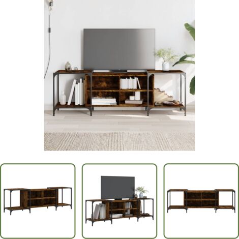 vidaXL Soporte de TV - Mueble de TV madera de ingeniería roble ahumado 153x37x50 cm